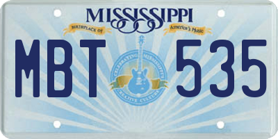 MS license plate MBT535
