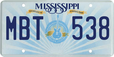 MS license plate MBT538