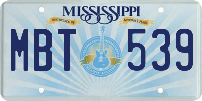 MS license plate MBT539