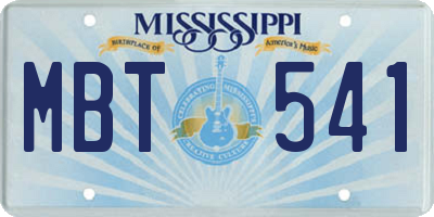 MS license plate MBT541
