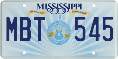 MS license plate MBT545