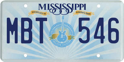 MS license plate MBT546