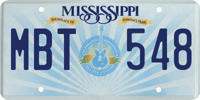 MS license plate MBT548