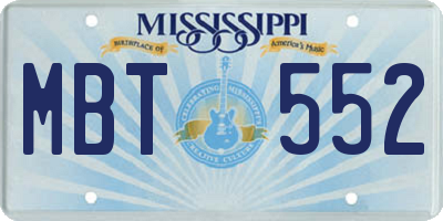 MS license plate MBT552