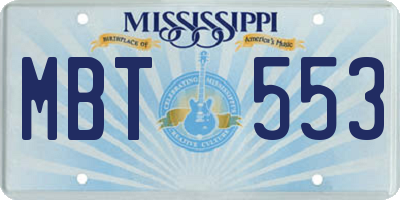 MS license plate MBT553