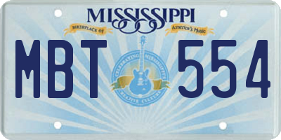 MS license plate MBT554