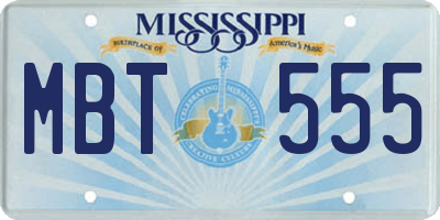 MS license plate MBT555