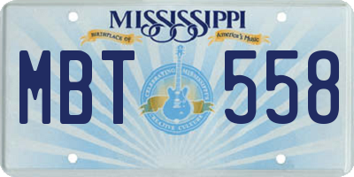MS license plate MBT558