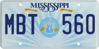 MS license plate MBT560