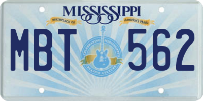 MS license plate MBT562