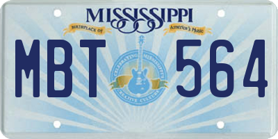 MS license plate MBT564