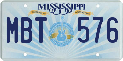 MS license plate MBT576