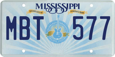 MS license plate MBT577