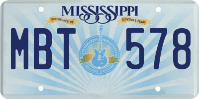 MS license plate MBT578