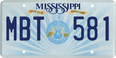 MS license plate MBT581