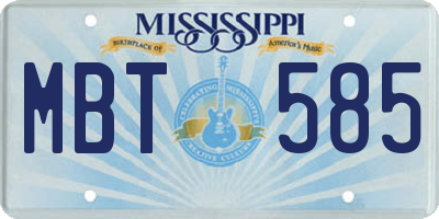 MS license plate MBT585