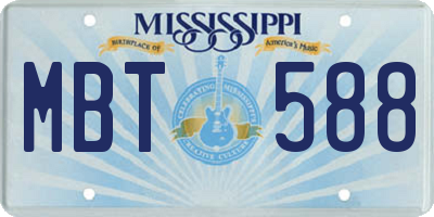MS license plate MBT588