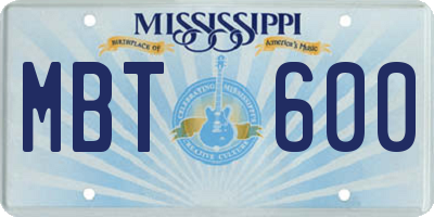 MS license plate MBT600