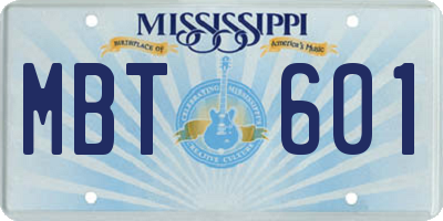 MS license plate MBT601