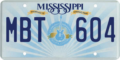 MS license plate MBT604
