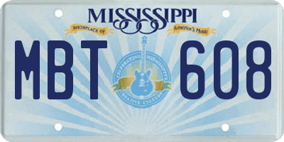 MS license plate MBT608