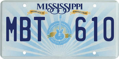 MS license plate MBT610