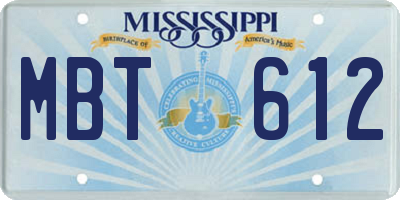 MS license plate MBT612
