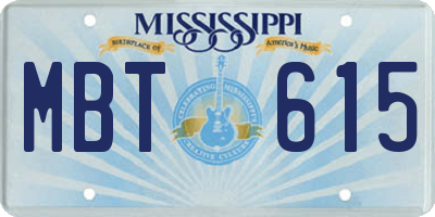 MS license plate MBT615
