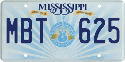 MS license plate MBT625