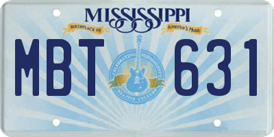 MS license plate MBT631