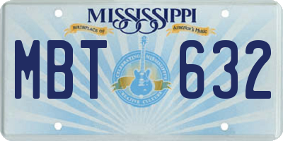 MS license plate MBT632