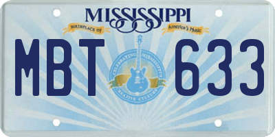 MS license plate MBT633