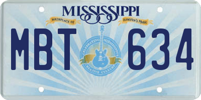 MS license plate MBT634