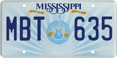 MS license plate MBT635