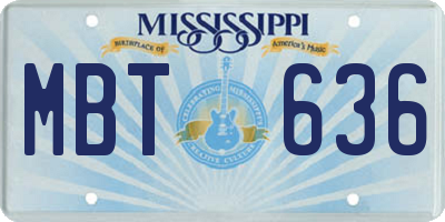 MS license plate MBT636