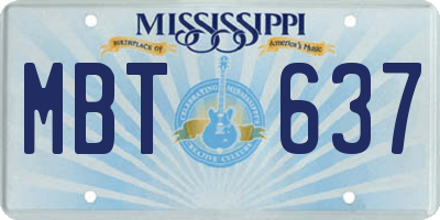 MS license plate MBT637