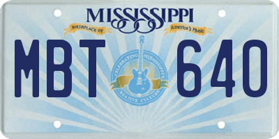 MS license plate MBT640