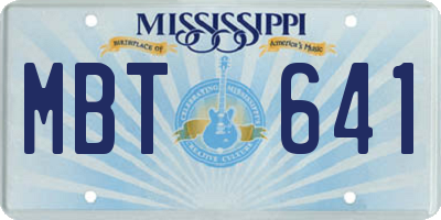 MS license plate MBT641
