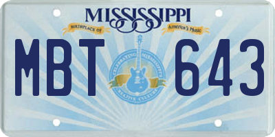MS license plate MBT643