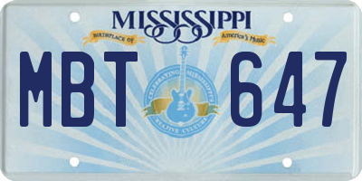 MS license plate MBT647