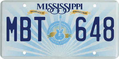MS license plate MBT648