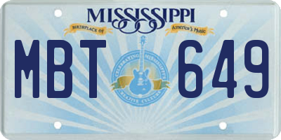 MS license plate MBT649