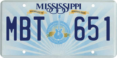 MS license plate MBT651