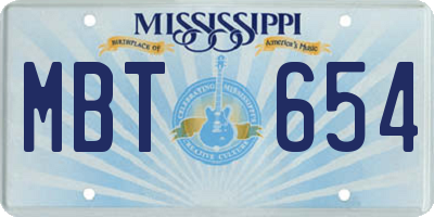 MS license plate MBT654