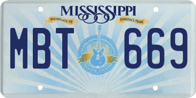 MS license plate MBT669