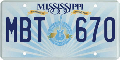 MS license plate MBT670