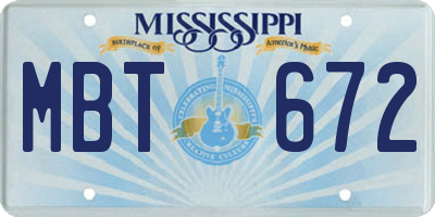MS license plate MBT672