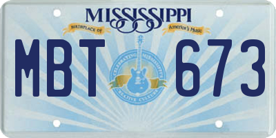 MS license plate MBT673