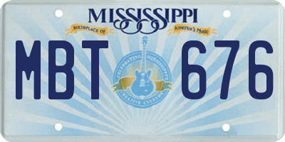 MS license plate MBT676
