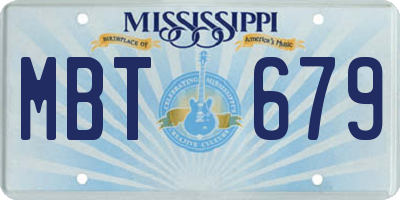MS license plate MBT679